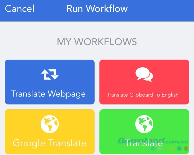 Tải Workflow cho iOS