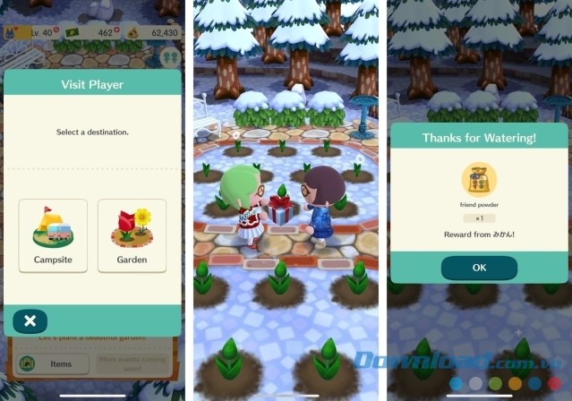 Ghé thăm vườn bạn bè trong Animal Crossing: Pocket Camp