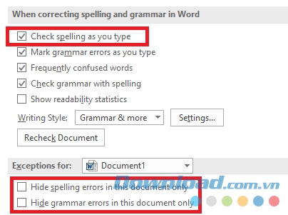 Tắt kiểm tra chính tả trong Microsoft Word