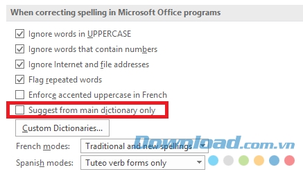 Chọn từ điển chính trong Microsoft Word