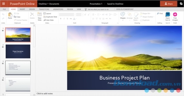 Giao diện PowerPoint Online