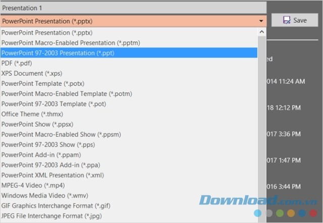 PowerPoint 2016 hỗ trợ nhiều loại file khác nhau
