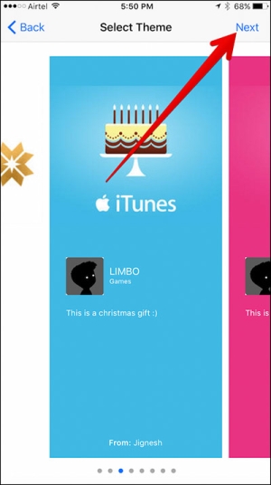 Chọn hình nền để gửi quà qua iPhone