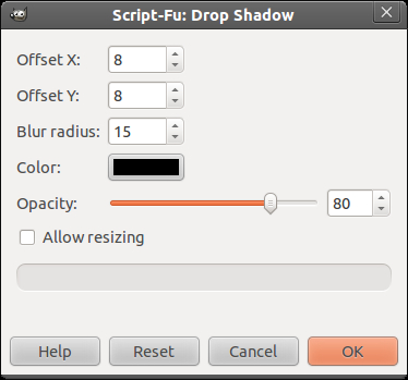 Ô drop shadow trong GIMP