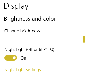 Chế độ Night Light trên Windows 10