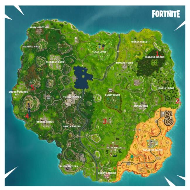 Bản đồ địa điểm bí mật ở Fortnite