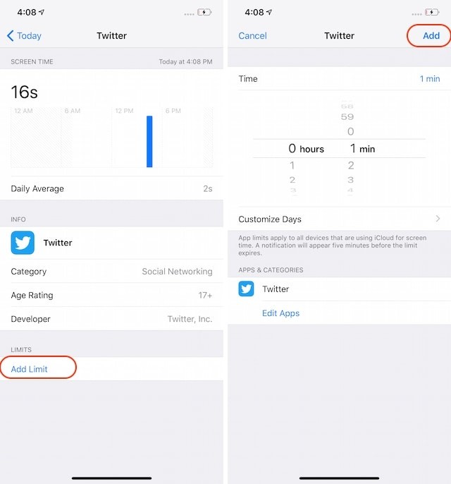 Hạn chế sử dụng Twitter bằng Screen Time trên iOS