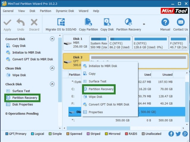 Sửa lỗi ổ đĩa bị unallocated bằng MiniTool Partition Wizard