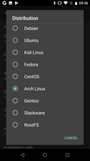 Chọn bản phân phối của Linux để cài trên Android