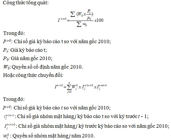 công thức tính chỉ số giá