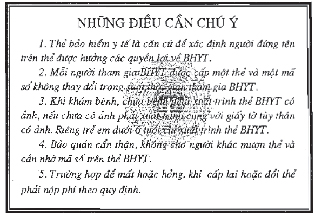 Phôi thẻ BHYT - mặt sau