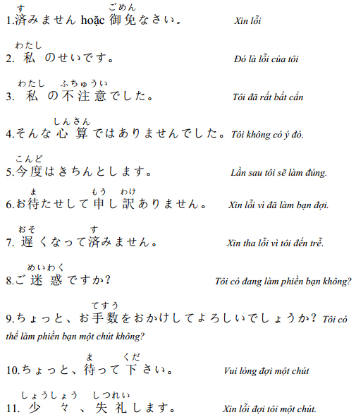 Những câu giao tiếp Tiếng Nhật thông dụng