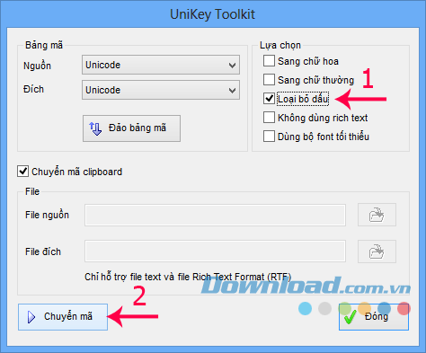Hướng dẫn chuyển văn bản có dấu thành không dấu bằng Unikey