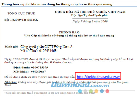 Thủ tục kê khai thuế qua mạng