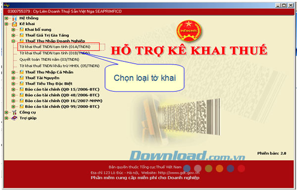 Thủ tục kê khai thuế qua mạng