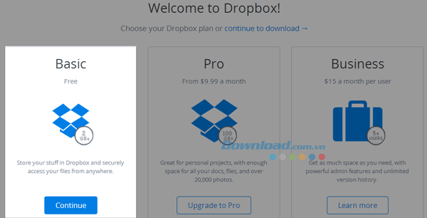 Cài đặt Dropbox trên máy tính