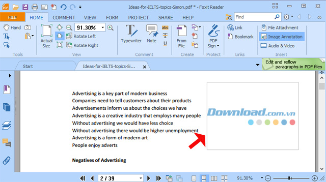 Hướng dẫn chèn ảnh vào nội dung bằng Foxit Reader