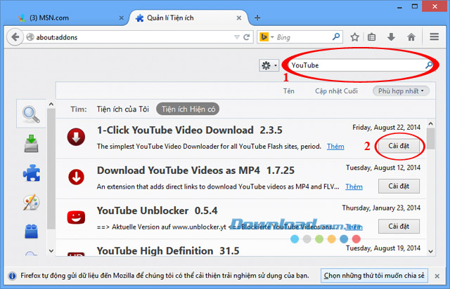 Cách tải video từ YouTube trên Firefox