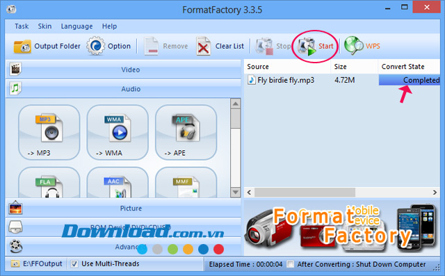 Hướng dẫn tạo nhạc chuông bằng Format Factory