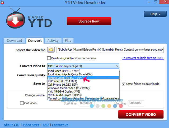 Hướng dẫn chuyển đổi Video bằng YTD Video Downloader