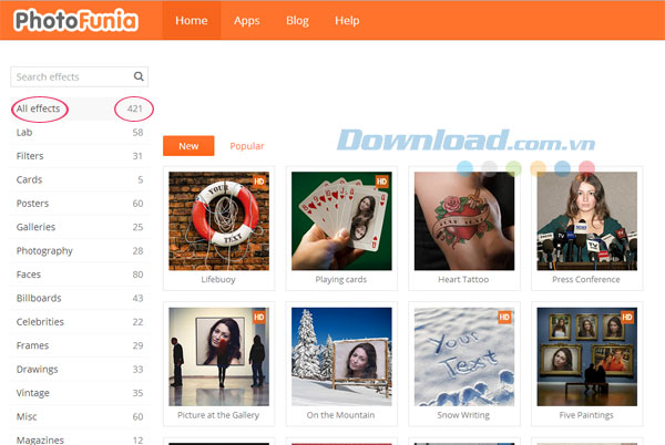 Cách thêm hiệu ứng độc đáo cho ảnh với PhotoFunia – Download.vn