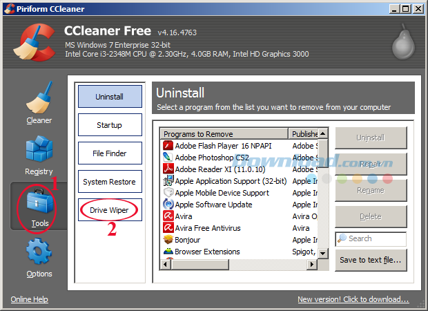 Cách xóa dữ liệu vĩnh viễn trên ổ cứng bằng CCleaner
