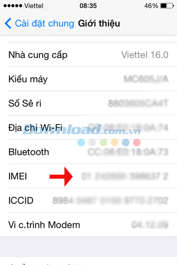Kiem tra IMEI iPhone 8