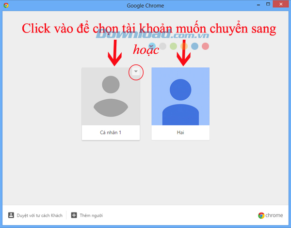 Cách chuyển đổi qua lại giữa các tài khoản chrome