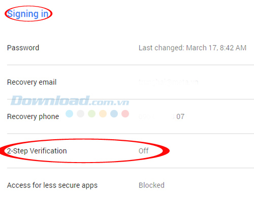 Cách tạo bảo mật 2 bước cho Google Mail
