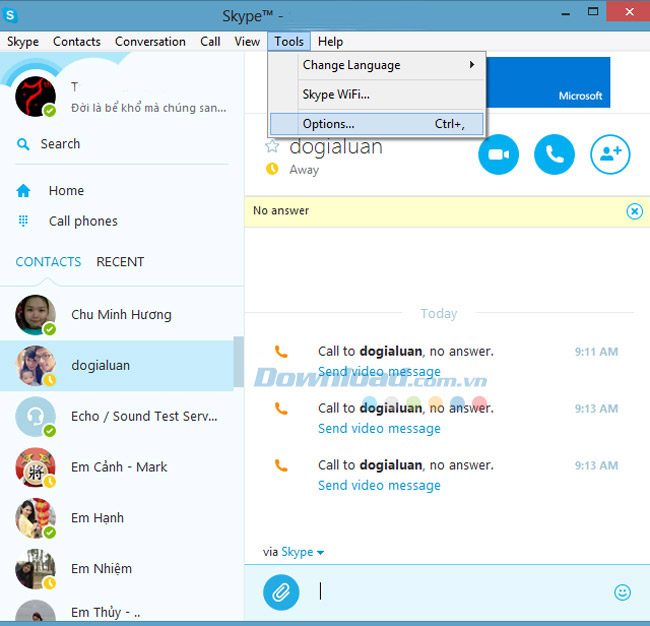 Tải Skype: Skype là một phần mềm miễn phí cho phép bạn liên lạc với người khác trên toàn thế giới, bất kể nơi bạn đang sống. Hãy tải xuống ngay và trải nghiệm các tính năng tuyệt vời của Skype, từ gọi điện thoại, trò chuyện, chăm sóc khách hàng và nhiều hơn nữa.