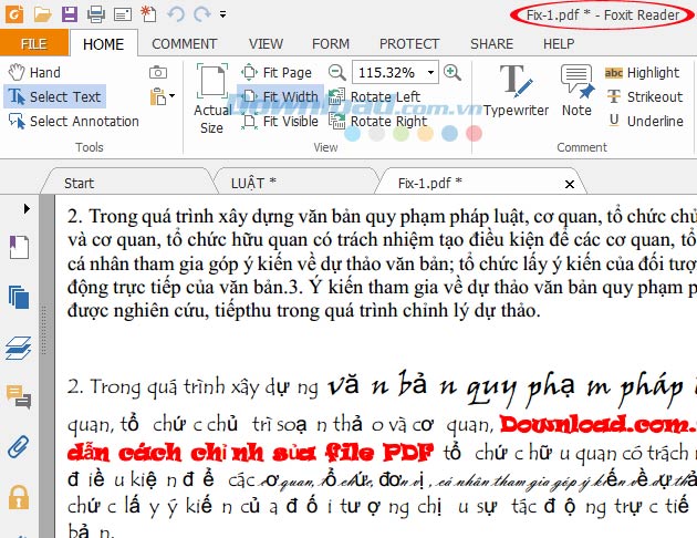 File đã được mở trên Foxit