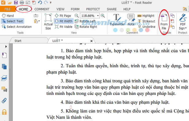 Mở file word đã lưu bằng Foxit reader