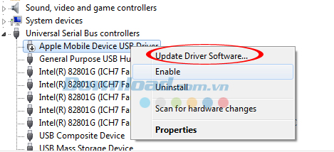 Chuột phải và chọn Update driver