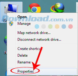 Chuột phải vào Computer