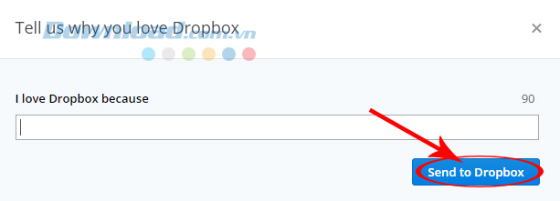 Trả lời xong nhấp vào Send to Dropbox