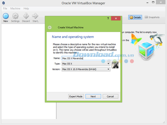 Đặt tên hệ điều hành trong Virtualbox