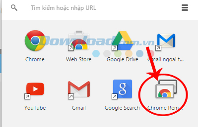 Nhấp vào biểu tượng Chrome Remote