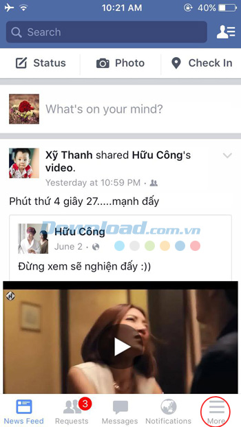 Mở Facebook Messenger lên, nhấn vào More