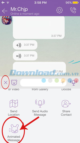 Biểu tượng animated message trên điện thoại iphone