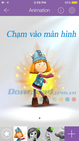 Chạm vào màn hình để gửi tin nhắn animated message trên ios