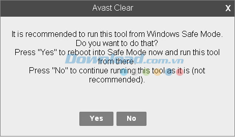 Bắt đầu xóa avast bằng Avast clear