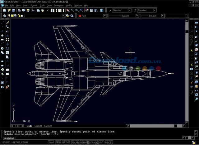 Giao diện vẽ AutoCAD