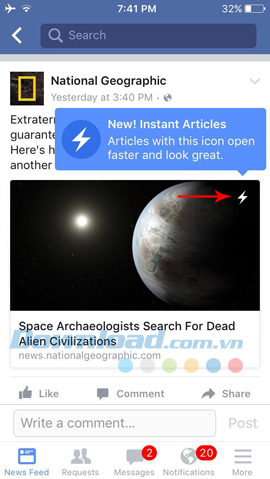 Đọc báo trên Facebook bằng Facebook Instant Articles