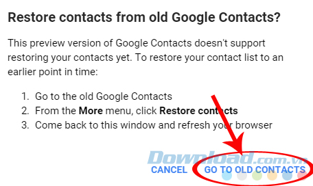 Go to old contacts