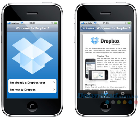 Dịch vụ lưu trữ trực tuyến Dropbox cho iOS