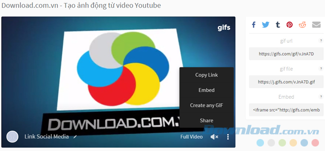 Hướng dẫn tạo ảnh GIF trực tuyến từ Video YouTube
