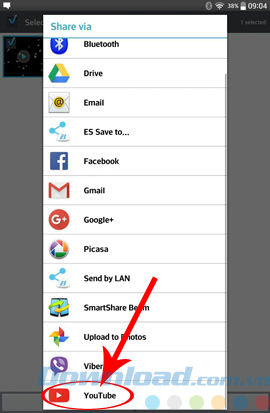 Chọn vào Youtube