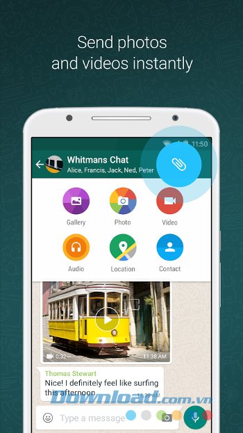 Chia sẻ mọi thứ dễ dàng với WhatsApp Messenger 
