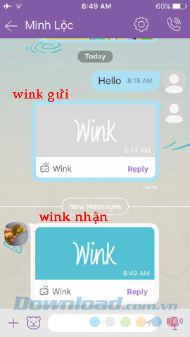 gửi và nhận wink