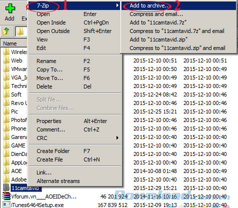 Nén file bằng 7-Zip